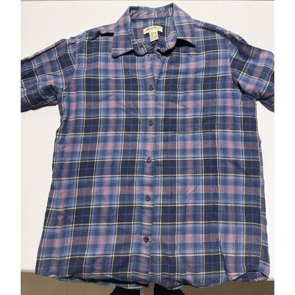 Vintage Eddie Bauer Plaid Flannel Shirt Blue Button Front Long Sleeve S Women's - Picture 10 of 10